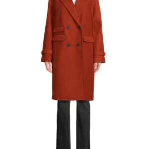 NVLT Double Breasted Faux Wool Military Coat - Orange - L/